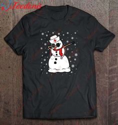 Dabbing Nurse Snowman Christmas T-Shirt, Short Sleeve Christmas Shirts Mens  Wear Love, Share Beauty