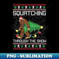 Bigfoot Christmas 2023 Squatching Through The Snow s - Vintage Sublimation PNG Download - Bold & Eye-catching
