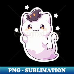 cat ghost with hat familiar - retro png sublimation digital download - perfect for personalization
