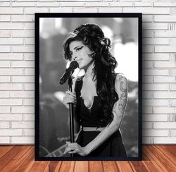 Amy Winehouse Music Poster Canvas Wall Art Family Decor, Home Decor,Frame Option-3