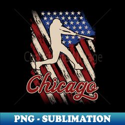 Patriotic USA Flag Chicago Baseball Fan - PNG Sublimation Digital Download - Bold & Eye-catching