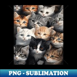 Funny Cat many cats Cute Kawaii Cat Cute eyes many kittens - Elegant Sublimation PNG Download - Stunning Sublimation Graphics
