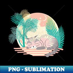 Meow smiling cat sleeping in the summer sun - PNG Transparent Sublimation File - Perfect for Sublimation Art