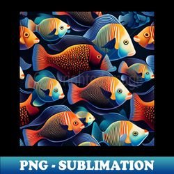 colorful marine fish pattern - png transparent sublimation design - defying the norms