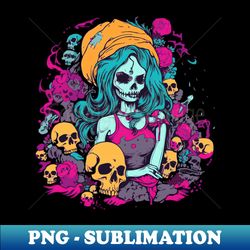 Goth girl with skulls - Unique Sublimation PNG Download - Revolutionize Your Designs