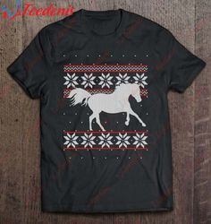 Equestrians Horse Running Ugly Christmas Sweater Style Shirt, Short Sleeve Kids Christmas Shirts Family  Wear Love, Shar