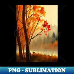 colorful autumn landscape watercolor 3 - png transparent digital download file for sublimation - perfect for sublimation art