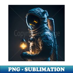 Astronaut Holding a Lamp Torch - Sublimation-Ready PNG File - Capture Imagination with Every Detail