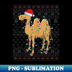 Camel Wearing Xmas Lights Santa Hat Ugly Christmas Camel - Sublimation-Ready PNG File - Boost Your Success with this Inspirational PNG Download