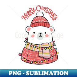 merry christmas cute polar bear illustration - signature sublimation png file - spice up your sublimation projects