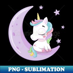 cute baby unicorn sitting moon tshirt - vintage sublimation png download - add a festive touch to every day