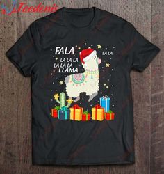 Fa La La Llama Santa Hat Funny Christmas Llamas Llama Lovers T-Shirt, Plus Size Womens Christmas Shirts  Wear Love, Shar