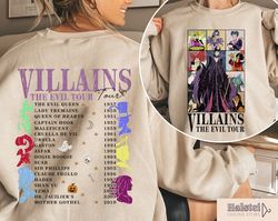 Comfort Color Retro Disney Villains Evil Tour 2 Sides Shirt,Disney Villains Characters Concert Music Shirt,Disney Evil F