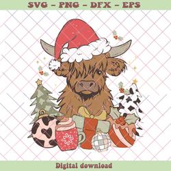 Highland Cow Christmas Santa Gift SVG Digital Cutting File