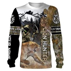 Mountain Lion hunting Custom Name 3D All over print Shirts, Face shield &8211 personalized hunting gifts &8211 FSD307