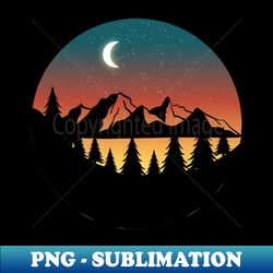 Mountains Moonlight and Stars - Sublimation-Ready PNG File - Perfect for Sublimation Art