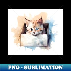 Inked watercolor kitten artwork - Vintage Sublimation PNG Download - Unleash Your Inner Rebellion
