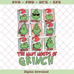 Funny The Many Moods Of Grinch SVG Digital Cutting File
