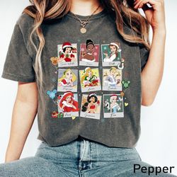 Disney Princess Christmas Polaroid Shirt, Cinderella Belle Tiana Jamine Ariel Snow White Disney Christmas Shirt, Princes