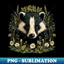 Badger in flowers - Sublimation-Ready PNG File - Unleash Your Inner Rebellion