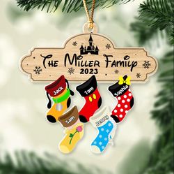 Custom Family Ornament, Disney Christmas Ornament, Disney Sock Ornament