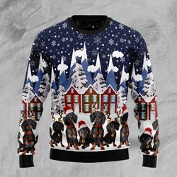 Dachshund Family Sweater, Ugly Christmas Sweater for Dog Lovers