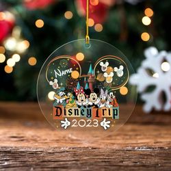 Custom Name Disney Trip 2023 Ornament, Mickey And Friends Disneyworld Ornaments, Christmas Disney Ornaments