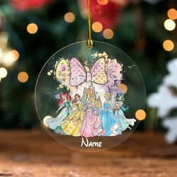 Personalized Disney Princess Christmas Ornament, Disney Watercolor Castle Ornament, Disney Princess Ornament