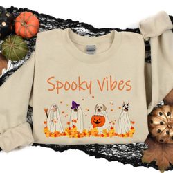 Halloween Dog Sweatshirt, Halloween Sweatshirt, Ghost Sweatshirt, Ghost Dog Shirt, 2023 Happy Halloween, Retro Spooky Se