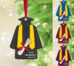 Personalized Graduation Christmas Ornament, Custom Graduate Wooden Ornament, Gifts for Graduate