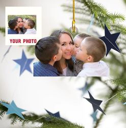 personalized photo ornament, custom family photo ornament, christmas gift ornament