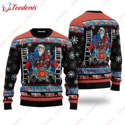 Firefighter Santa First In Last Out Ugly Christmas Sweater, Ugly Christmas Sweater Sale  Wear Love, Share Beauty
