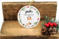 baby fox ornament, personalized baby s christmas keepsake, custom baby shower gift