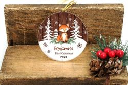 babys first christmas 2023 ornament, baby fox ornament, personalized new baby gift