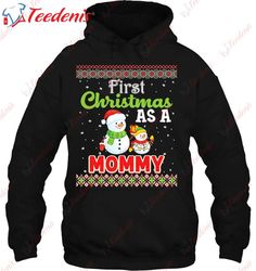 First Christmas As A Mommy 2020 Mom Gift Christmas Tree T-Shirt, Plus Size Womens Xmas Tops  Wear Love, Share Beauty