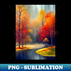 colorful autumn landscape watercolor 25 - decorative sublimation png file - revolutionize your designs