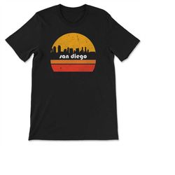 Vintage San Diego California City Skyline Retro Sunset Vacation Souvenir T-shirt, Sweatshirt & Hoodie