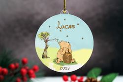 pooh christmas ornament, custom baby shower gift, classic pooh first baby christmas ornament