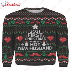 First Christmas With My New Husband Ugly Christmas Sweater Design, Ugly Christmas Sweaters  Wear Love, Share Beauty