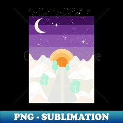 Snowy wild sunrise - psychedelic landscape art illustration - PNG Transparent Sublimation File - Add a Festive Touch to Every Day