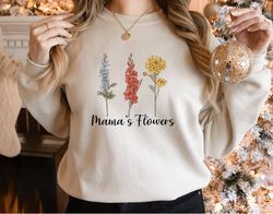 Custom Birth Month Birth Flower SweatShirt , Grandma's Garden Sweater, Mothers Day Gift for Mom, Personalized Mom Gift,