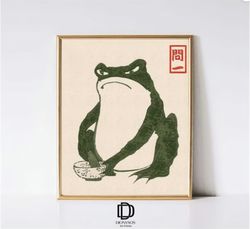 Japanese Matsumoto Hoji Frog Print, Vintage Frog Woodblock