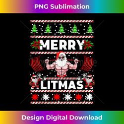 Santa Weightlifting Christmas Santa Lifting Fitness Gym Tank To - Bespoke Sublimation Digital File - Challenge Creative Boundaries