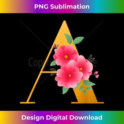 Floral A Alphabet Cute Initial Monogram Letter A Graphic - Deluxe PNG Sublimation Download - Rapidly Innovate Your Artistic Vision