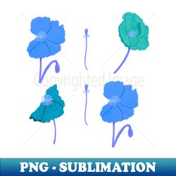 Poppy Flowers in Blue - Signature Sublimation PNG File - Unleash Your Creativity