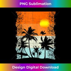 Summer Vacation Surfers at Beach Palm Trees Retro Vintage Tank To - Sleek Sublimation PNG Download - Customize with Flair