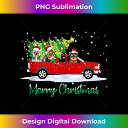 Red Truck Merry Christmas Tree Yorkshire Terrier Dog Tank To - Futuristic PNG Sublimation File - Pioneer New Aesthetic Frontiers