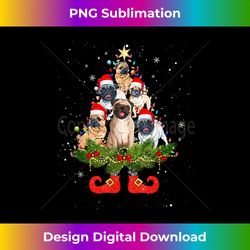 Pug Christmas Tree Lights Cute Santa Hat Dog Lover - Urban Sublimation PNG Design - Immerse in Creativity with Every Design