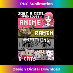 Ramen Cat Anime Sketching Just a Girl Who Loves - Edgy Sublimation Digital File - Animate Your Creative Concepts