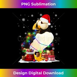 Puffin Bird Santa Hat Christmas Lights Funny Xmas Animal PJ Tank To - Artisanal Sublimation PNG File - Rapidly Innovate Your Artistic Vision